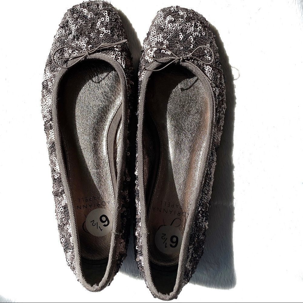 Adrianna Papell Square Toe Sequin Sparkly Flats - Picture 3 of 8